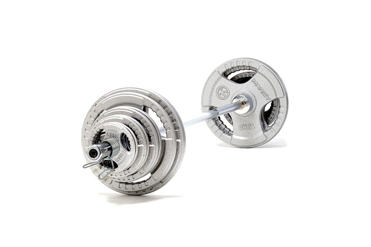 Set Olímpico de Barra y Discos con Triple Agarre 140kg de Marcy Set Olímpico de Barra y Discos con Triple Agarre 140kg de Marcy