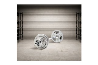 Set Olímpico de Barra y Discos con Triple Agarre 140kg de Marcy